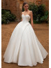 Strapless Sweetheart Neck Ivory Pleated Satin Wedding Dress